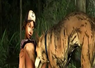 Clementine from The Walking Dead fucks a very horny dog in 3D XXX