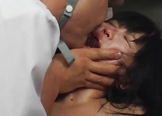 Japanese chick is going to get violated in a guro-style bestiality vid