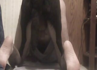 Black animal fucking a zoophile's hot asshole from behind in here