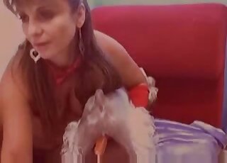 Wonderful porno with a webcam beauty that wants to ride dog dick