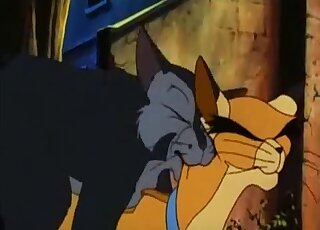 Lovely cartoon cats demonstrate seduction and animal sex