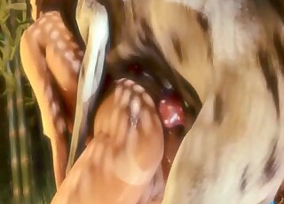 3D bestiality porn movie showing Lara Croft fucking a twisted beast