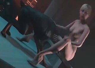 Steaming hot sex babe gets pussy eaten by anime dog in a cartoon