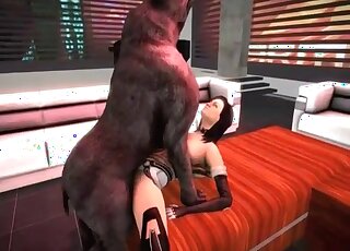 Beast destroys pussy of a submissive anime sweetie in a hot cartoon