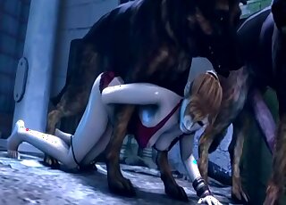 Redhead with big tits fucks a 3D animal in a cartoon porn movie